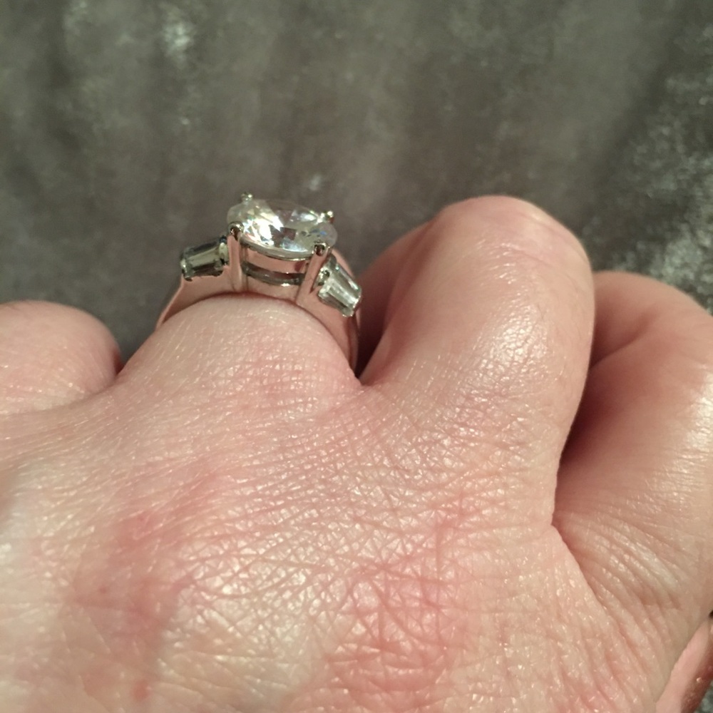 Sterling Silver Simulated Round Solitaire Ring 6 - image 5